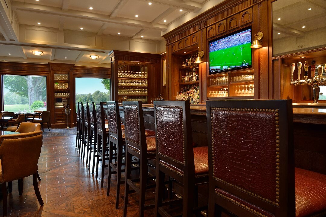 Westchester Country Club Bar. Exquisite Millwork of Interior Restaurant Construction by Grinnell Cabinet Makers