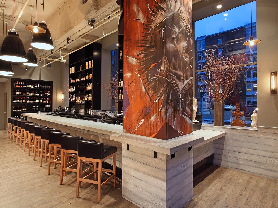 Tavern Road Bar - Sleek Interior Restaurant Construction by Grinnell Cabinet Maker