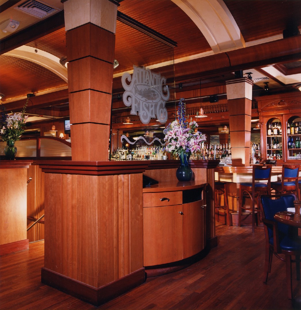 Atlantic Fish Company Bar - Interior Restaurant Construction by Grinnell Cabinet Maker